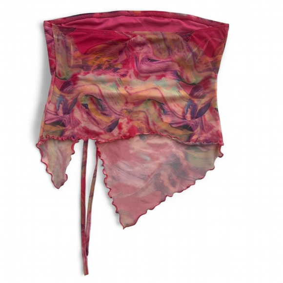 Pink Marble Mesh Strapless Tube Top - Picture 12 of 12